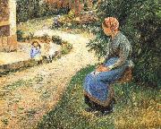 Camille Pissarro Sitting in the garden of the maids Sweden oil painting artist